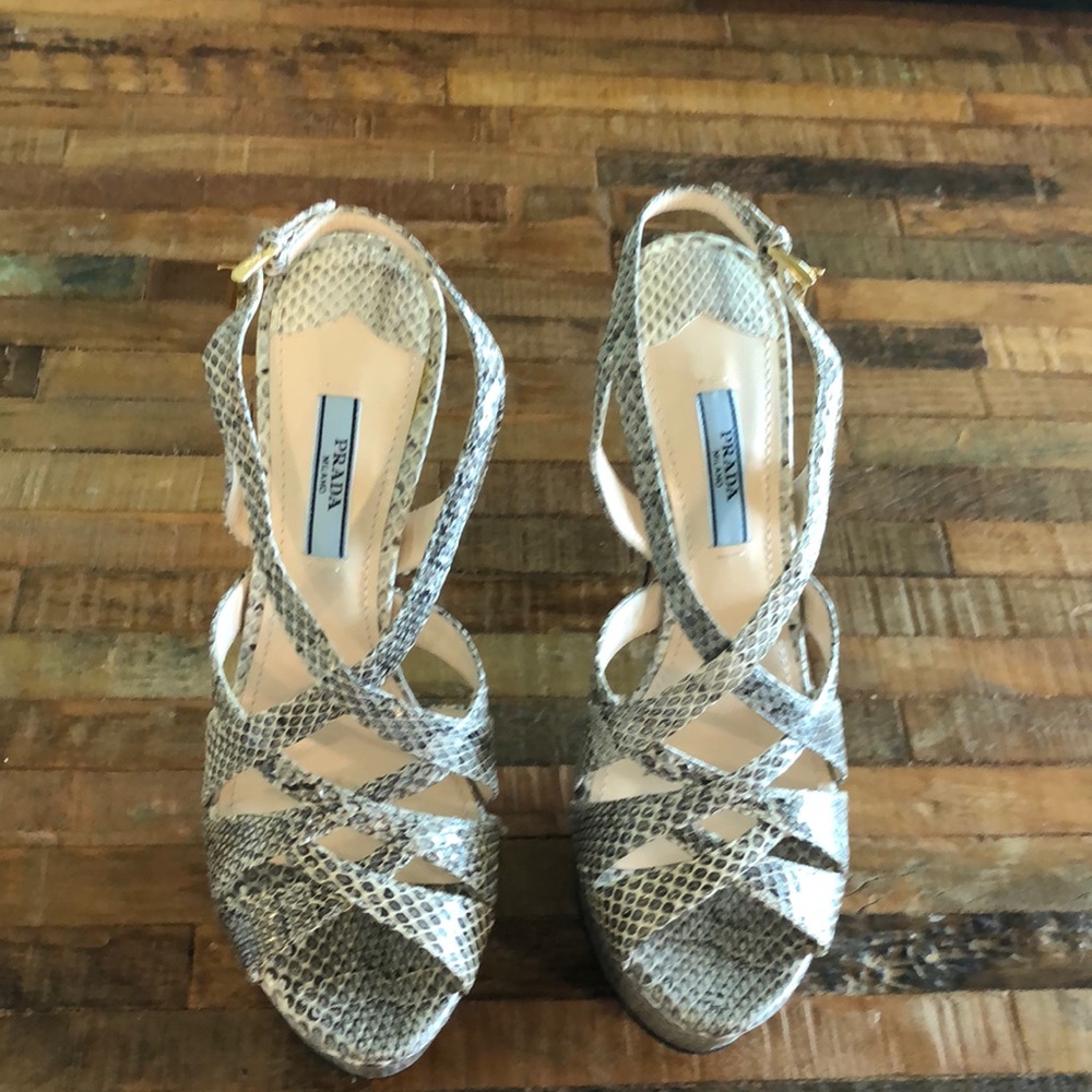 Prada platform snakeskin sandals